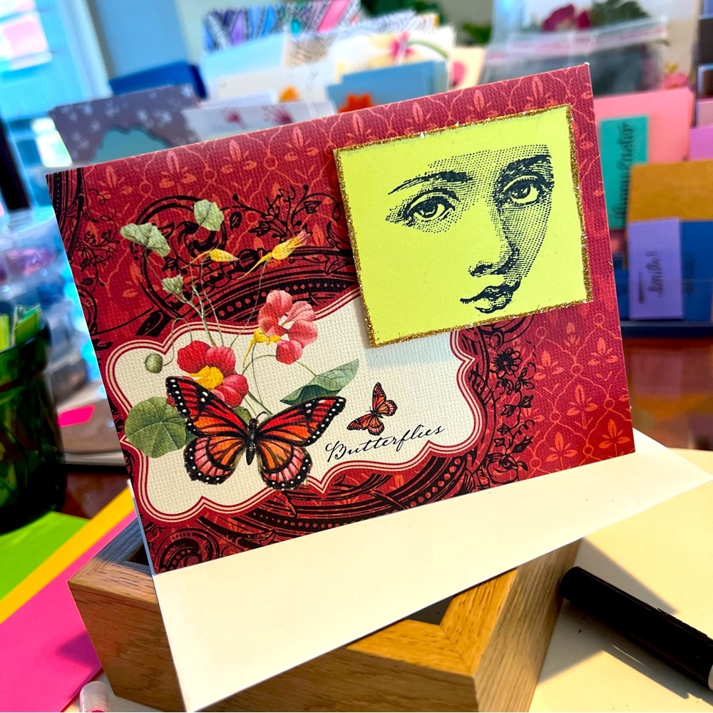 Kind Face Greeting Card w/butterflies